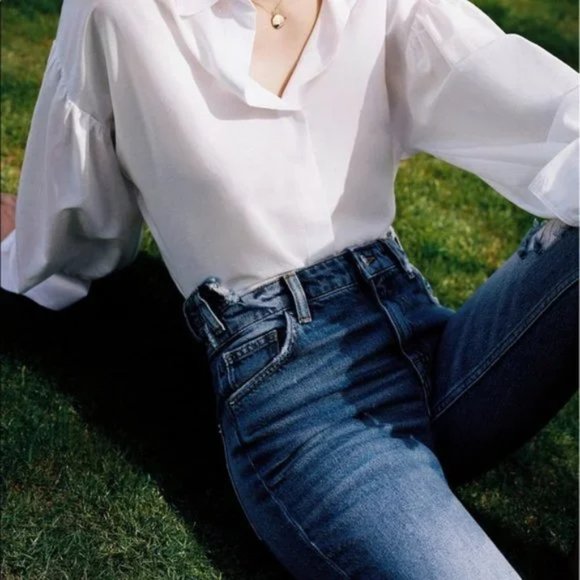 Mango Cameo Relaxed Straight Step Waist Raw Hem Jeans sz 6 - Picture 4 of 16